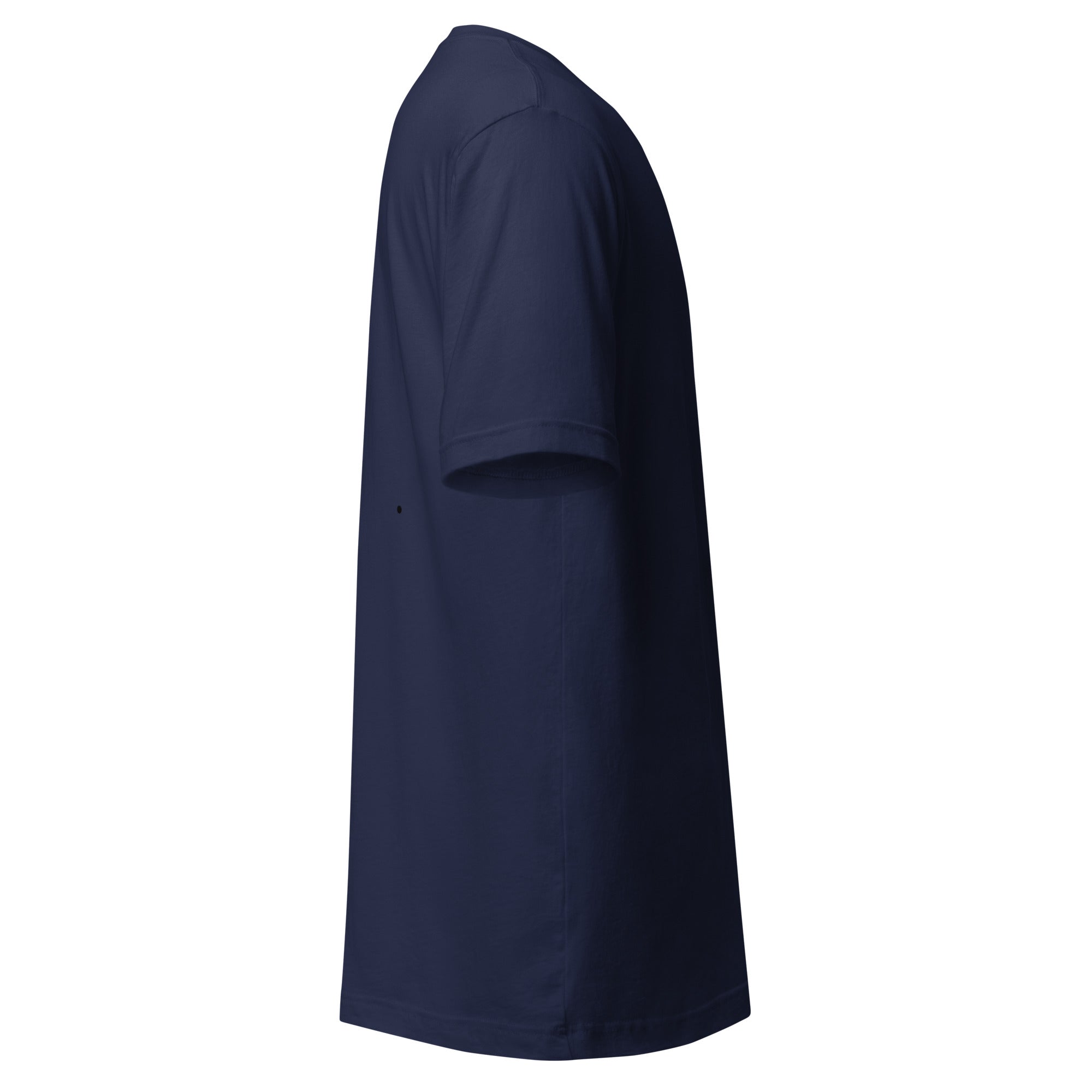 playera premium azul doblada sobre fondo blanco