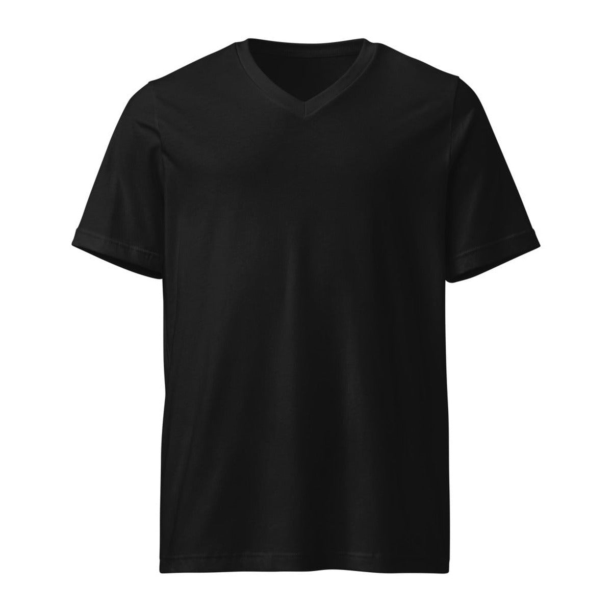 Playera cuello en V negra, vista frontal