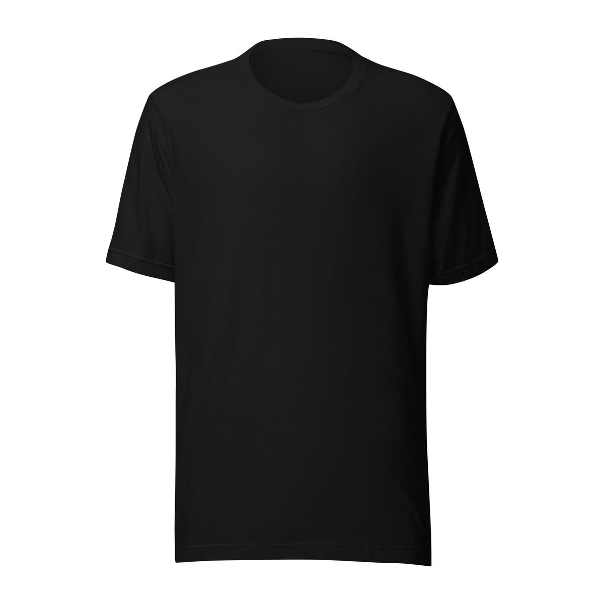 Playera básica negra, vista frontal
