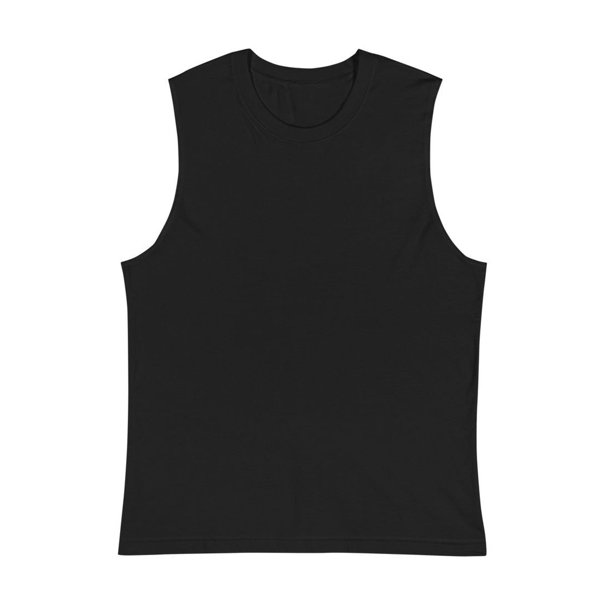 Playera sin mangas negra, vista frontal