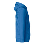 Hoodie Unisex Premium Celeste Oscuro — vista lateral derecha
