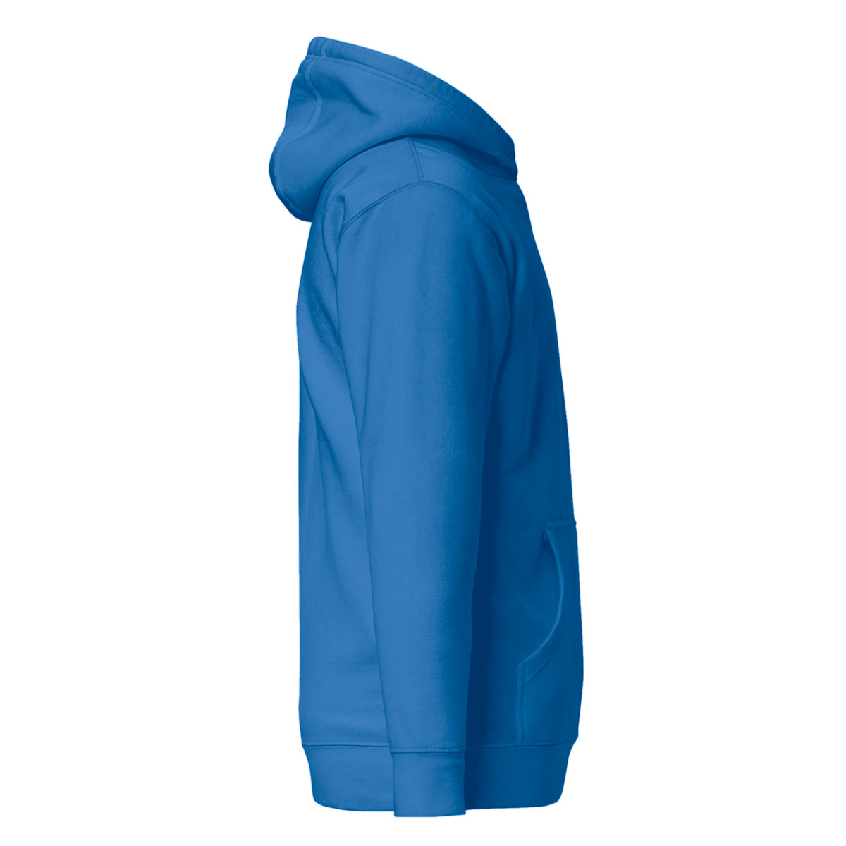 Hoodie Unisex Premium Celeste Oscuro — vista lateral derecha