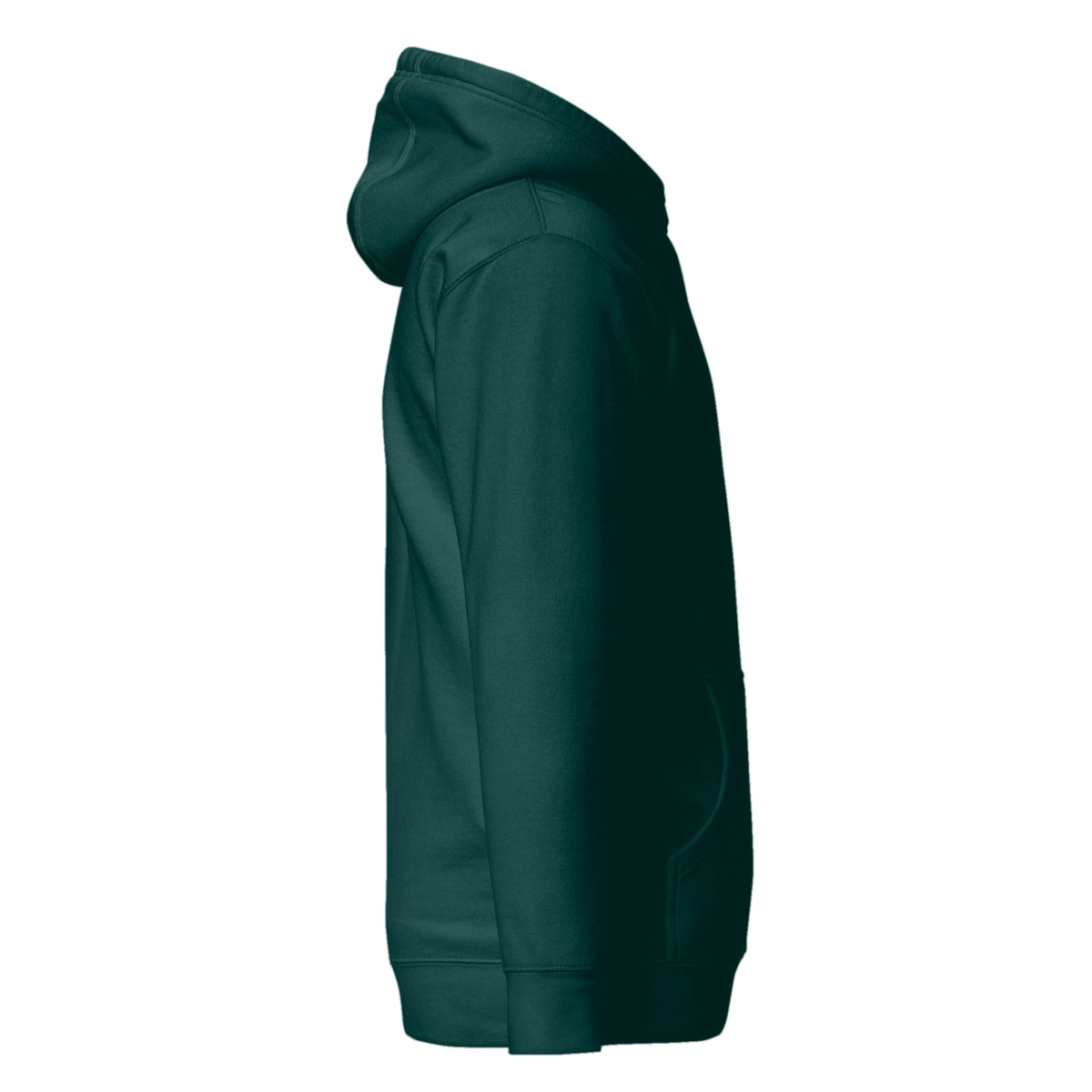 Hoodie Unisex Premium Verde Botella — vista lateral derecha