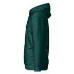 Hoodie Unisex Premium Verde Botella — vista lateral izquierda