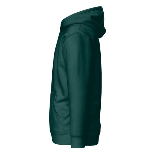 Hoodie Unisex Premium Verde Botella — vista lateral izquierda